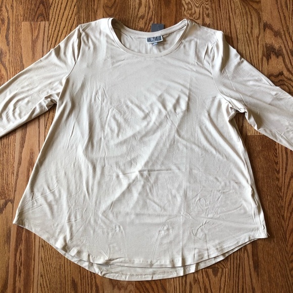 Women JM Collection Scoop Neck Sand color Shirt - Picture 3 of 8